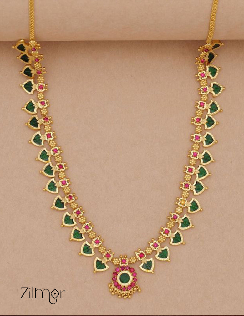 Palakka Long Haram Necklace with Pendant – Zilmor