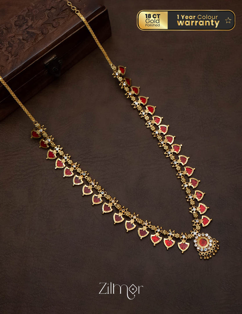Palakka Long Haram Necklace with Pendant 1-Zilmor