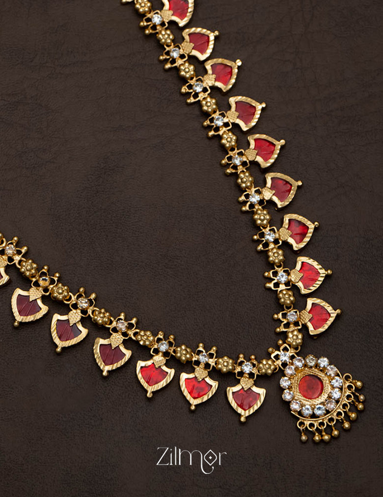 Palakka Long Haram Necklace with Pendant 5-Zilmor