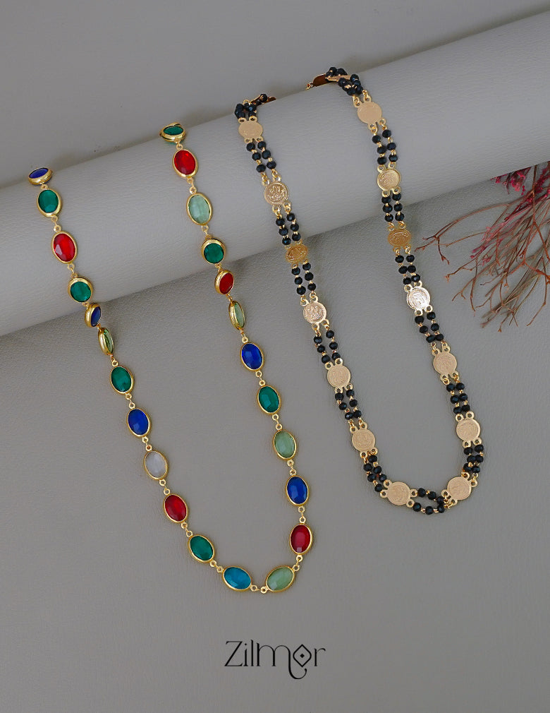 KY1011797 - Gold Plated Long Necklace combo 2-Zilmor