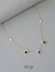 SN1011677- AD Stone with Pearl Pendant Hanging Invisible Necklace (color option) 3-Zilmor