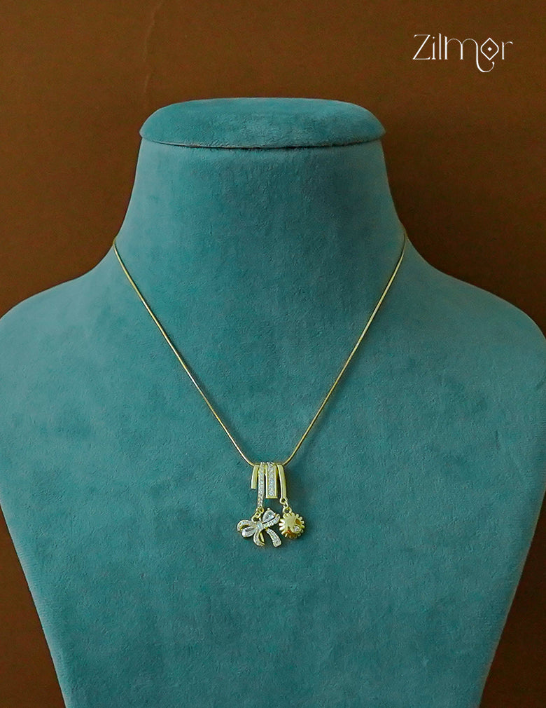 Gold Tone Ad Stone Pendant Simple Necklace-ZF1012145