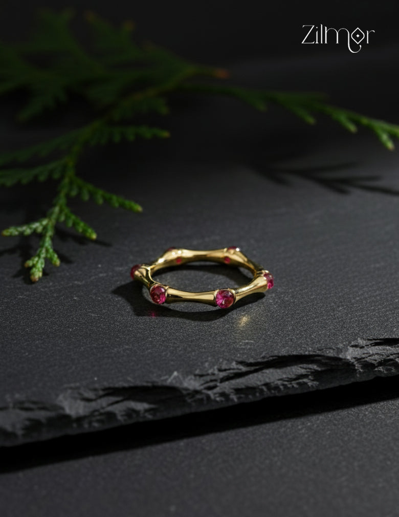 Delicate Pink Stone Ring – 18K Gold Plated, Stackable, Anti-Tarnish-ZP1012165