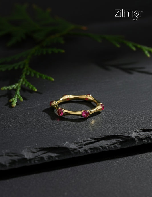 Delicate Pink Stone Ring – 18K Gold Plated, Stackable, Anti-Tarnish-ZP1012165