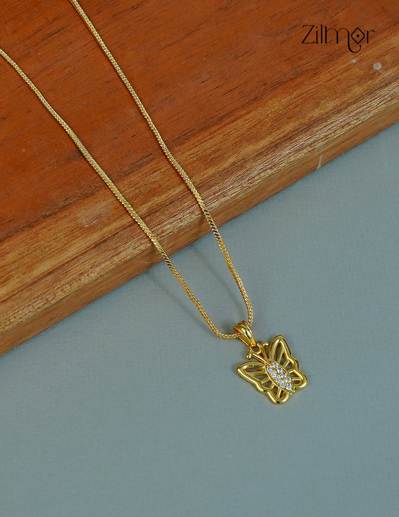18k Gold Plated Anti-Tarnish AD Stone ButterFly Pendant Simple Necklace  - CL1012242