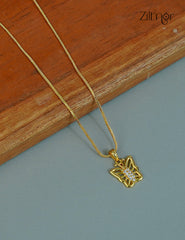 18k Gold Plated Anti-Tarnish AD Stone ButterFly Pendant Simple Necklace  - CL1012242