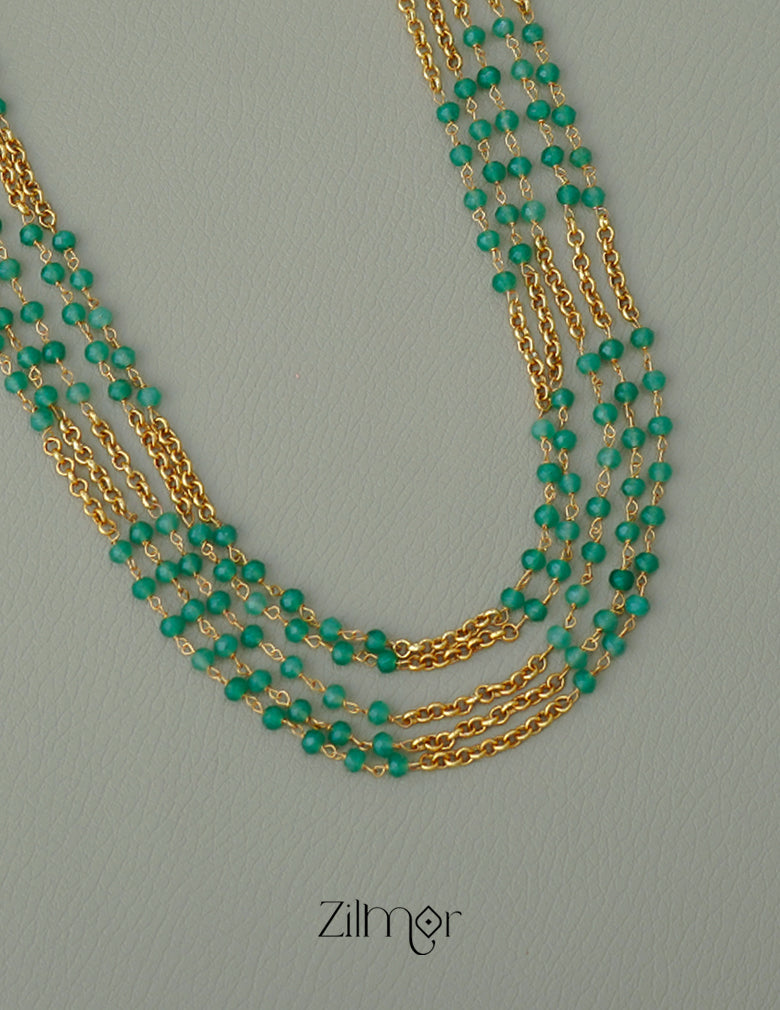 NV1011674 - Green Beads Multi layered Necklace 3-Zilmor