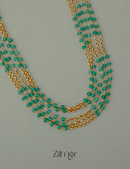 NV1011674 - Green Beads Multi layered Necklace 3-Zilmor