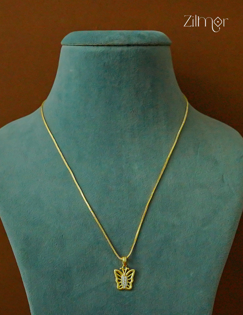 18k Gold Plated Anti-Tarnish AD Stone ButterFly Pendant Simple Necklace  - CL1012242