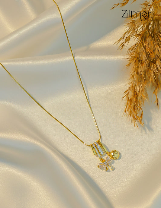 Gold Tone Ad Stone Pendant Simple Necklace-ZF1012145