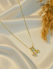 Gold Tone Ad Stone Pendant Simple Necklace-ZF1012145