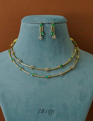 SN1012029- AD Stone Necklace  Earring Set (color option)