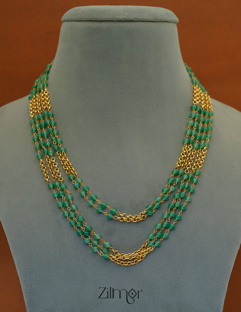 NV1011674 - Green Beads Multi layered Necklace 4-Zilmor