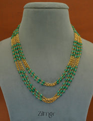 NV1011674 - Green Beads Multi layered Necklace 4-Zilmor