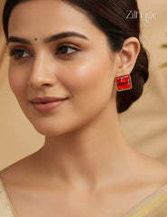 Trendy Contemporary Crystal Stone Golden Stud -AS1012186