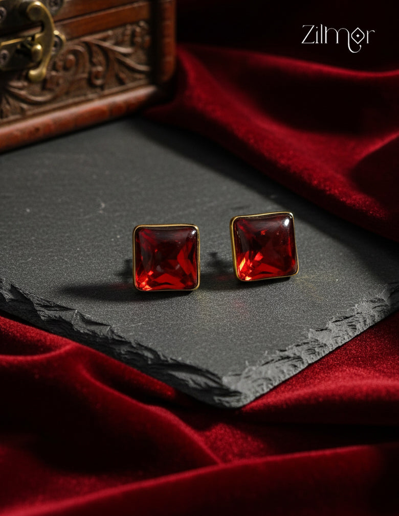 Trendy Contemporary Crystal Stone Golden Stud Earrings -AS1012186