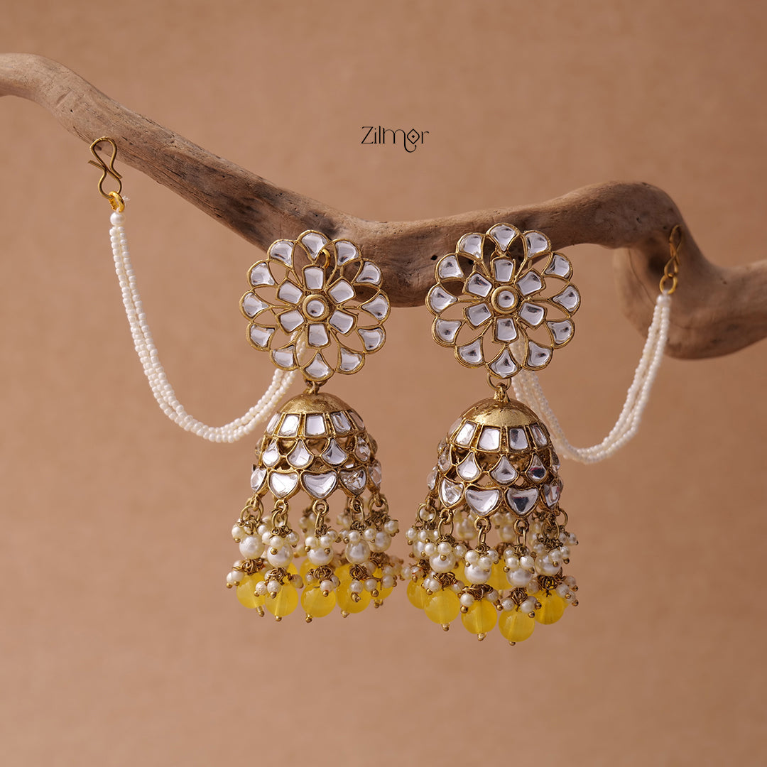 KV200122 - Big kundan jhumka with earchain