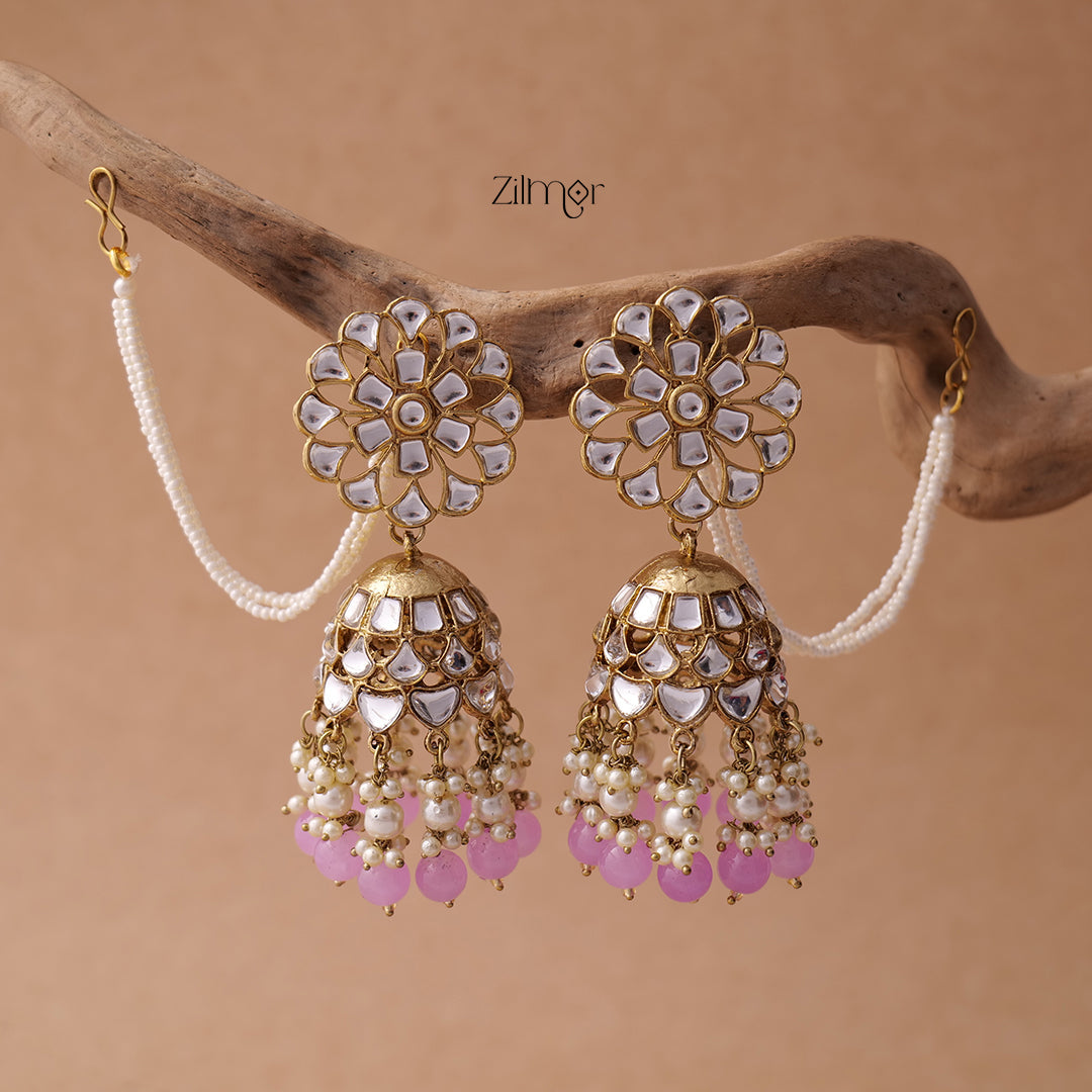 KV200122 - Big kundan jhumka with earchain