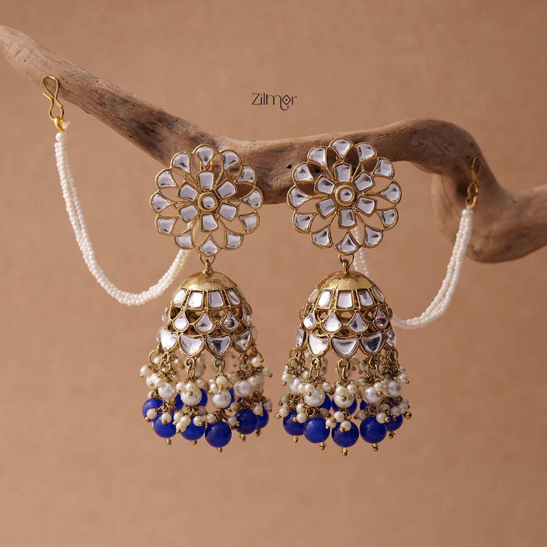 KV200122 - Big kundan jhumka with earchain