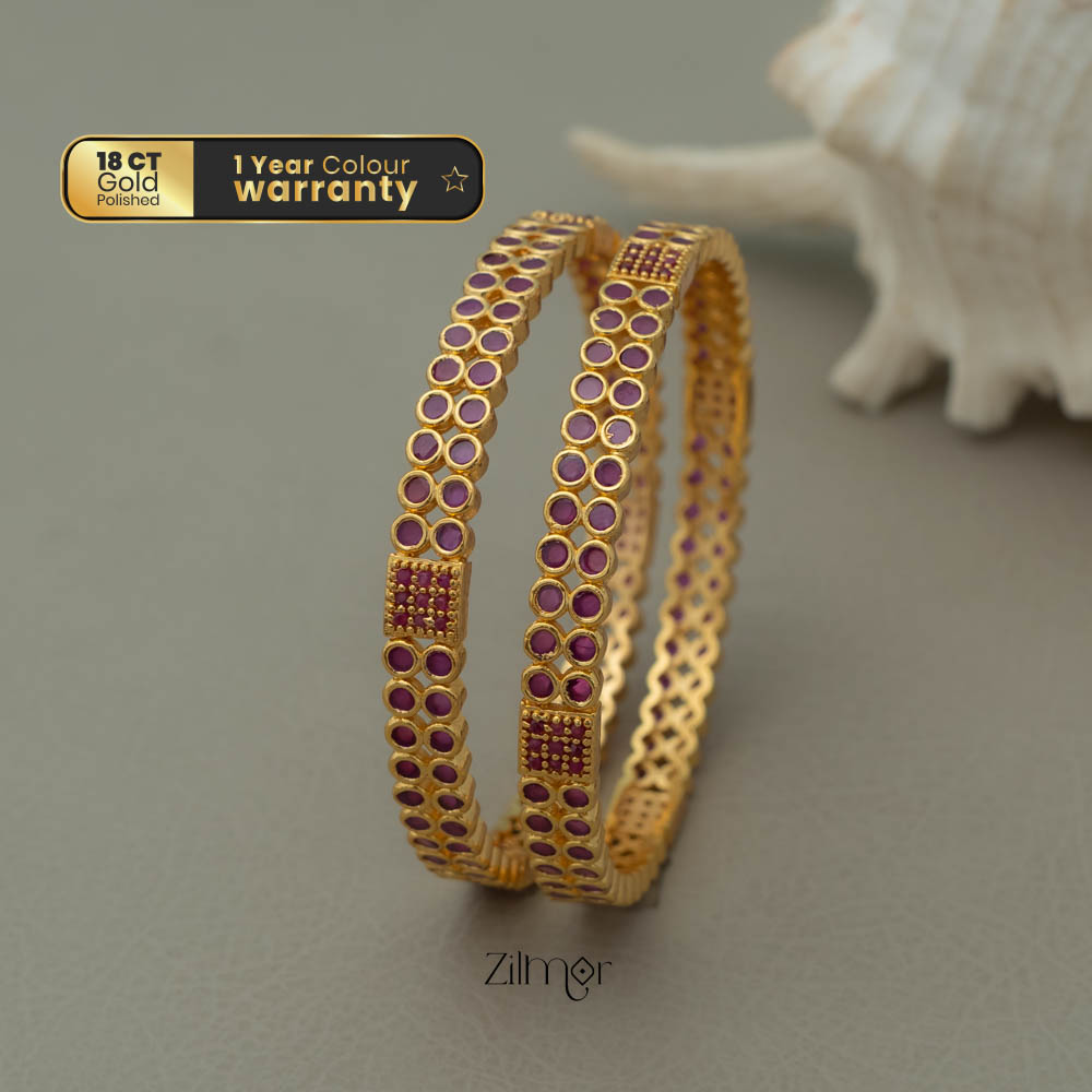Gold Plated AD stone bangle pair (color option) - SG100494
