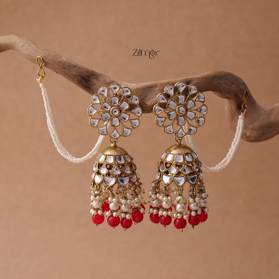 KV200122 - Big kundan jhumka with earchain