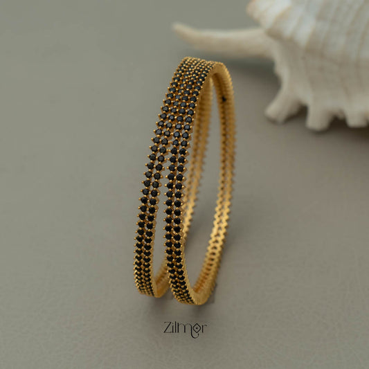 Gold Plated AD stone bangle (Pair) (color option)- SR100534