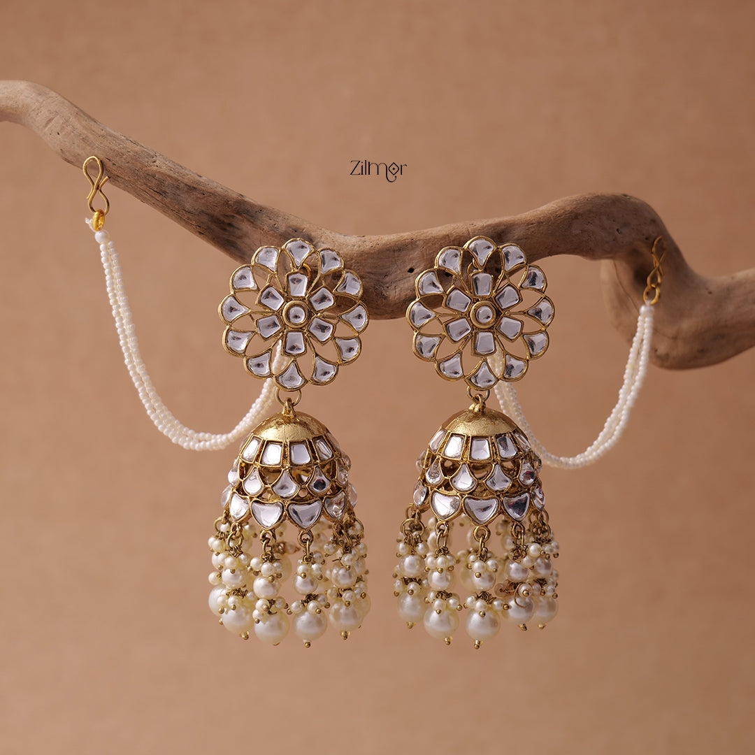 KV200122 - Big kundan jhumka with earchain