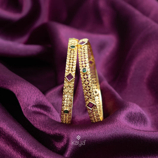 Gold Plated stone bangle - SK10056 (pair)