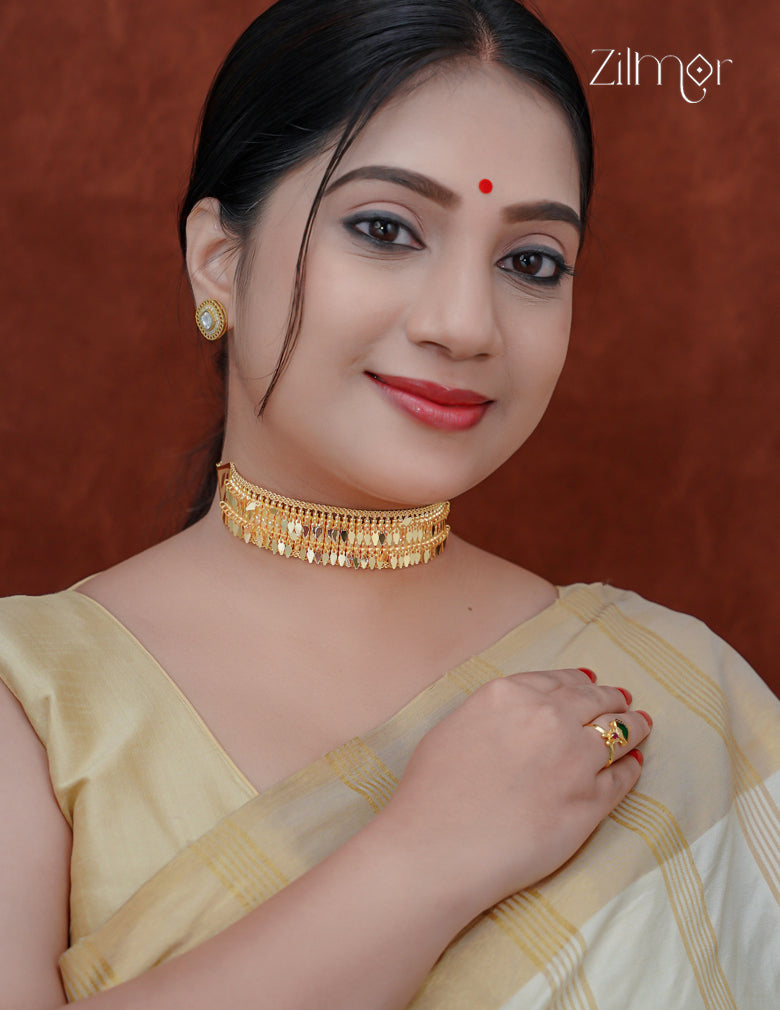 Gold tone kerala style ElakkaThali choker Necklace-AG1012197