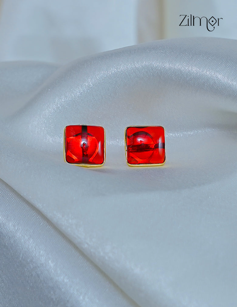 Trendy Contemporary Crystal Stone Golden Stud Earrings -AS1012186
