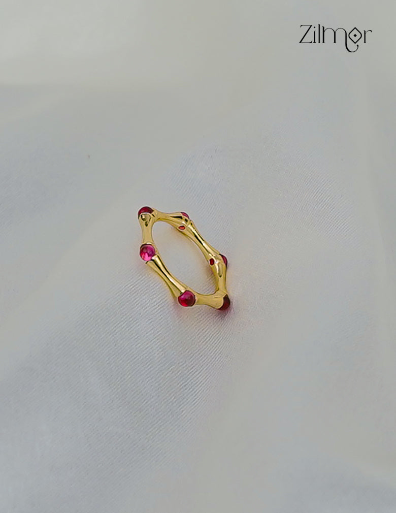 Delicate Pink Stone Ring – 18K Gold Plated, Stackable, Anti-Tarnish-ZP1012165