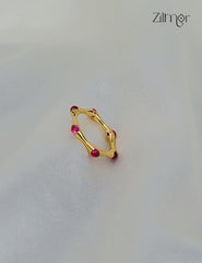 Delicate Pink Stone Ring – 18K Gold Plated, Stackable, Anti-Tarnish-ZP1012165