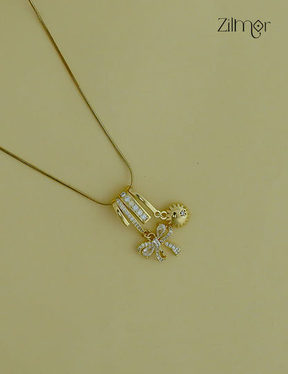 Gold Tone Ad Stone Pendant Simple Necklace-ZF1012145