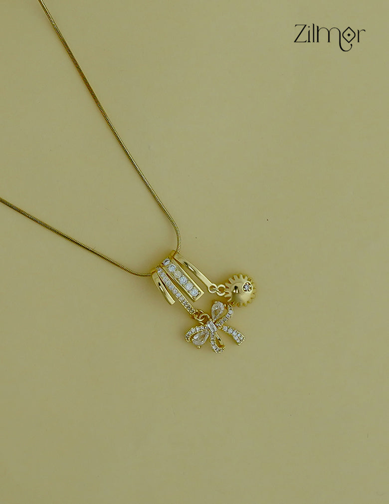 Gold Tone Ad Stone Pendant Simple Necklace-ZF1012145