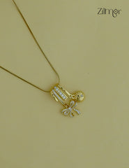 Gold Tone Ad Stone Pendant Simple Necklace-ZF1012145