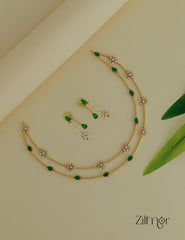 SN1012029- AD Stone Necklace  Earring Set (color option)