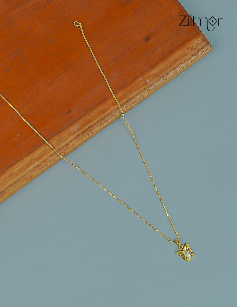 18k Gold Plated Anti-Tarnish AD Stone ButterFly Pendant Simple Necklace  - CL1012242