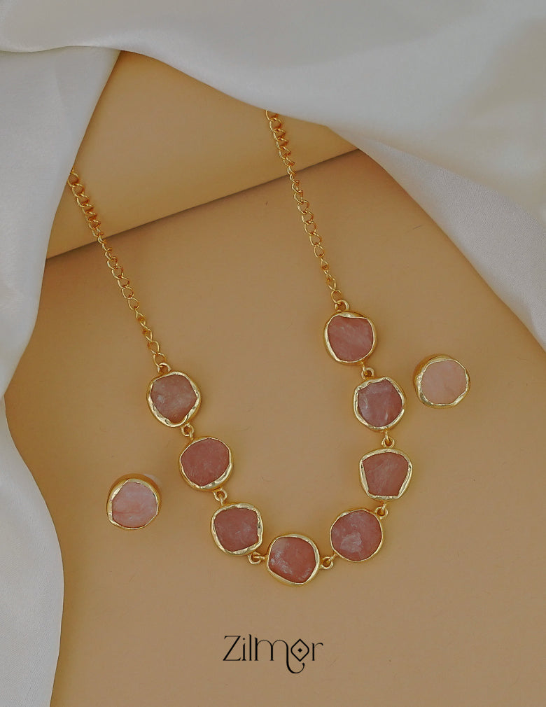 Natural Raw Stone Necklace Set  - KE100390 6-Zilmor