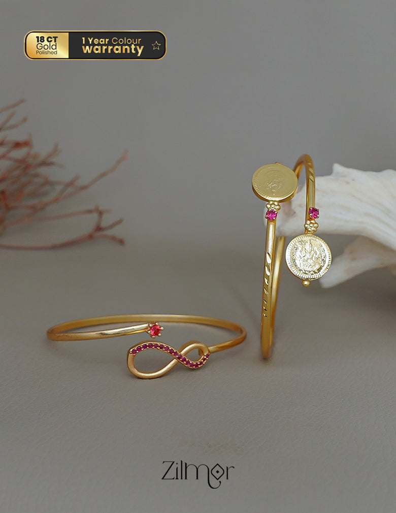 KY1011779 - Gold Plated AD Stone &Lakshmi coin Bangle Combo