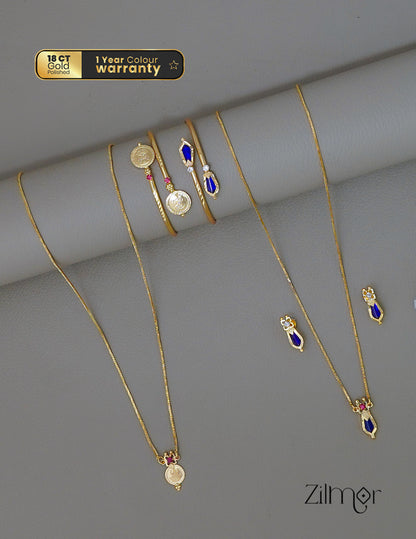 KY1011838 - Gold toned Kaashu& Naga Necklace with matching Bangle Earring set Combo (color option) 1-Zilmor