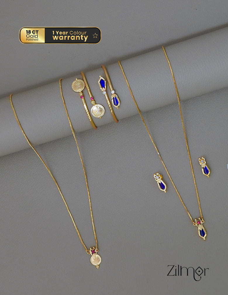 KY1011838 - Gold toned Kaashu& Naga Necklace with matching Bangle Earring set Combo (color option) 1-Zilmor