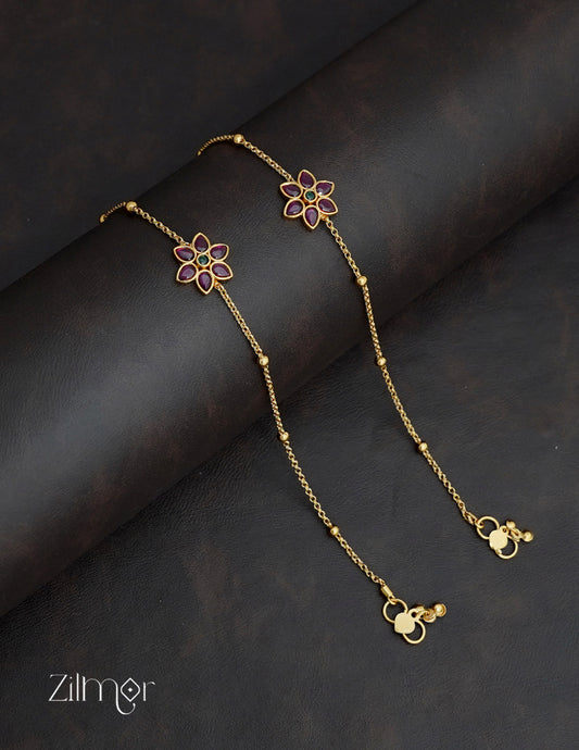 SN1011816- Premium Antique Flower Pair Anklet