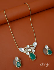 KH1011660 - Moissanite Polki Stone  Necklace with Earrings (color option) 4-Zilmor
