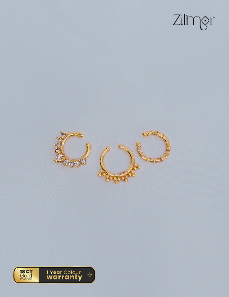 18k Gold plated Combo Nasal Septum Rings - PE1012191