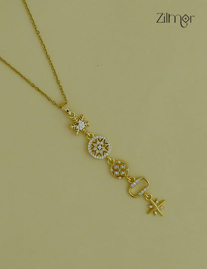 Gold Tone Ad Stone Pendant Simple Necklace-ZF1012137
