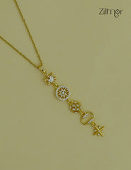 Gold Tone Ad Stone Pendant Simple Necklace-ZF1012137
