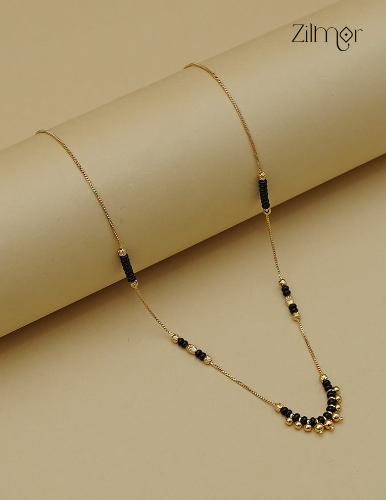 18K Gold Plated Black Bead Simple Mangalsutra Necklace - SG1013036