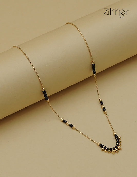 18K Gold Plated Black Bead Simple Mangalsutra Necklace - SG1013036