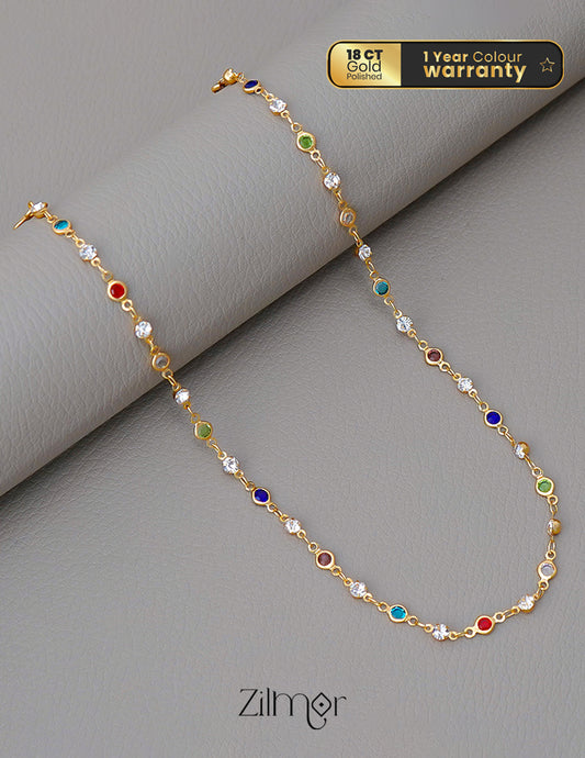 KT1011682 - 18k Gold Plated Semi Precious Multi Stone  Necklace