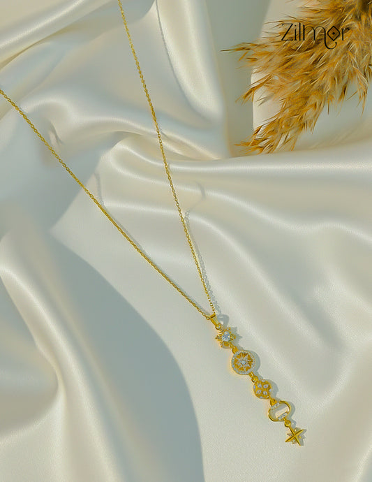 Gold Tone Ad Stone Pendant Simple Necklace-ZF1012137